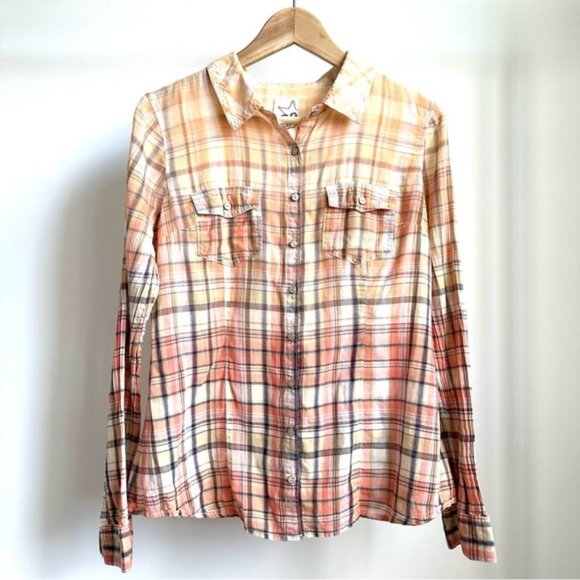 Garage Cream and Orange Long Sleeve Button Down Shirt - Picture 8 of 9